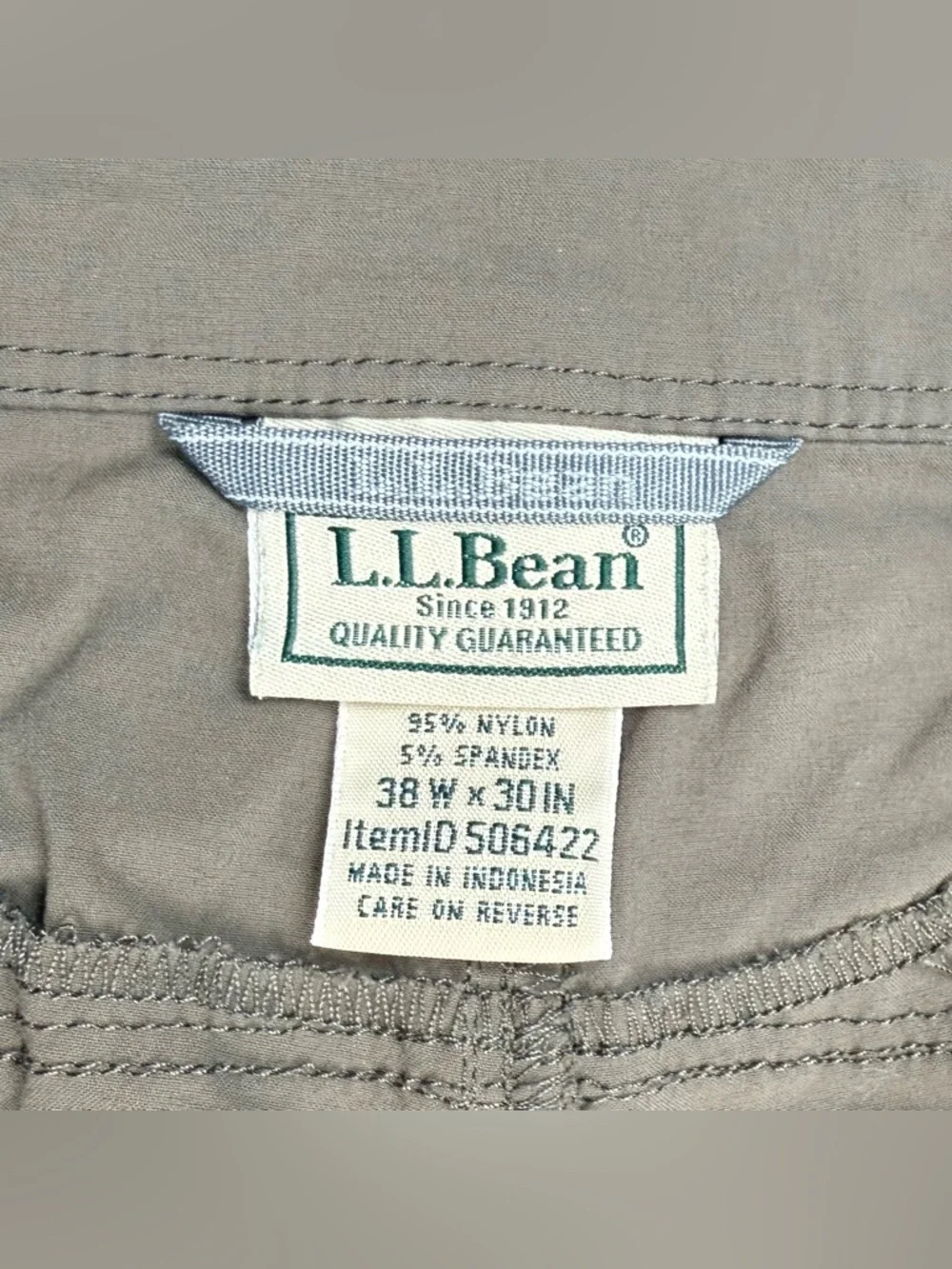 LL Bean Mens Cresta Hiking Pants 38 x 30 Standard Fit Dark Cinder Nylon B2